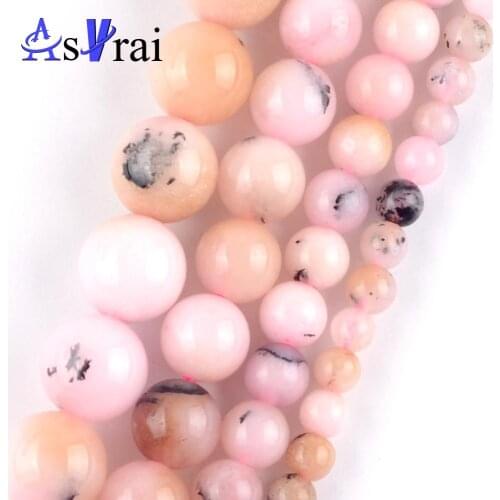 Natural Pink Opal Stone Round Beads For Jewelry Making Spacer Loose Beads 4mm6mm8mm10mm Diy Bracelets Jewellery Wholesale 15"