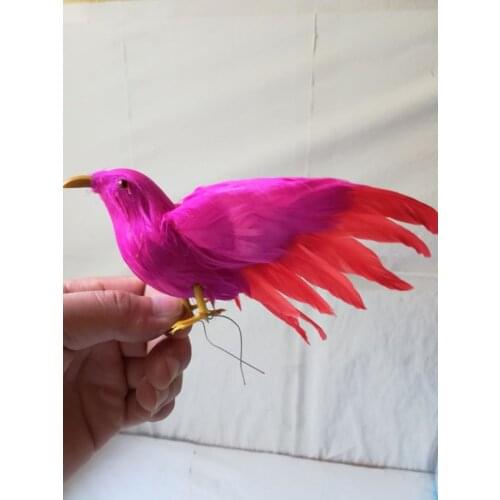 Foam&feathers hot pink bird about 12x16cm simulation bird spreading wings model prop.home garden decoration Xmas gift w0800