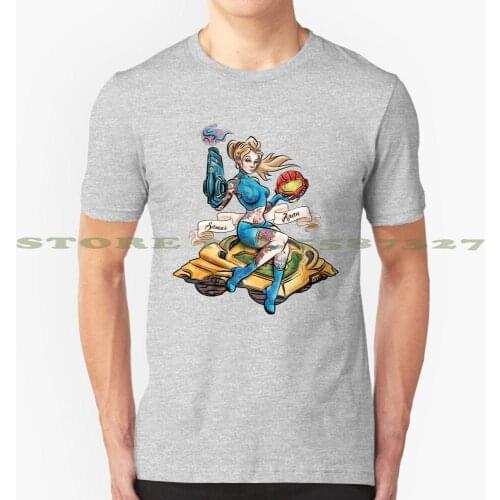 Pin Up Samus Bomber Girl Cool Design Trendy T-Shirt Tee Metroid Samus Samus Aran Videogame Gamer Gaming Game Prime Vintage