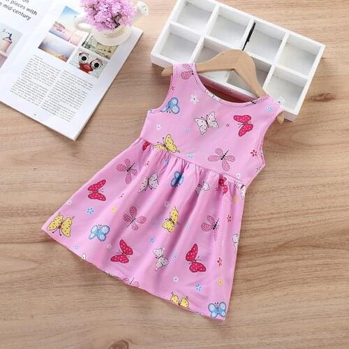 Baby Girls Dress Comfortable Childrens Dress Girls' Sleeveless Dress Flower Print Children Casual Summer Costume