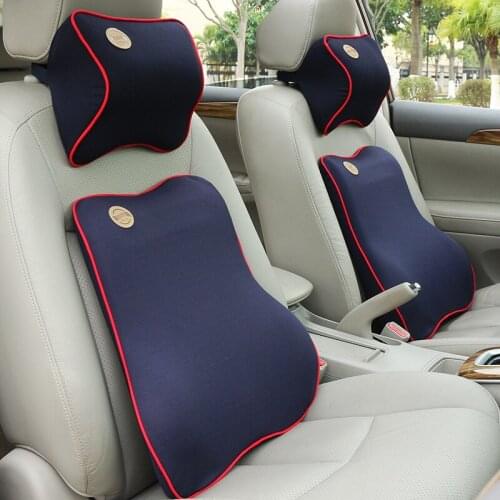 Car Seat Pillow Memory Foam Neck and Back Lumbar Support Cushion for Rest and Nap Sleep In Car Low Back Pain Relieve 7026