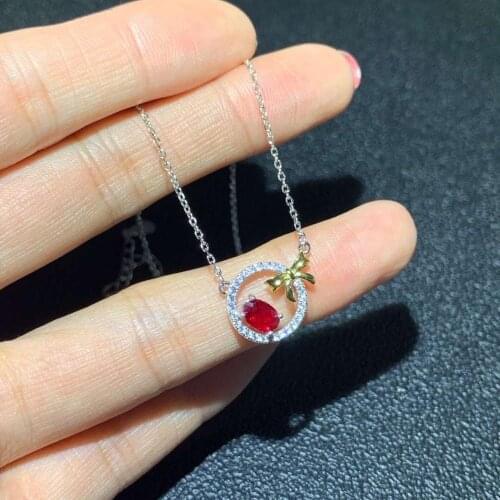 Ruby necklace pendant Origin and natural ruby 925 sterling silver For women jewelry 4*6mm