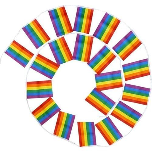 5M 20pieces/set 14cmx21cm Rainbow String flag Colorful Rainbow Peace Flags Banner LGBT Pride LGBT Flag Lesbian Gay Right Parade