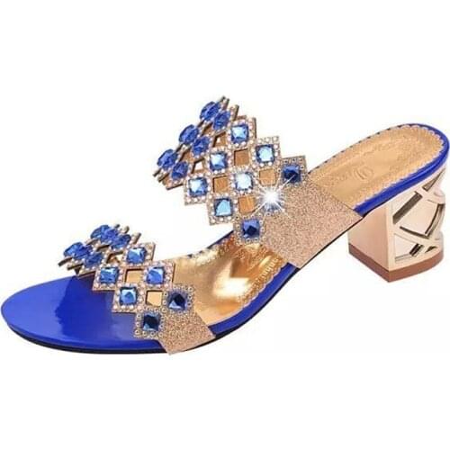 Womens Slippers 2021 Summer Shiny Glitter Red Bling Slides Lady Party Low Heel Comfortable Bling Sandals Female Casual Shoes