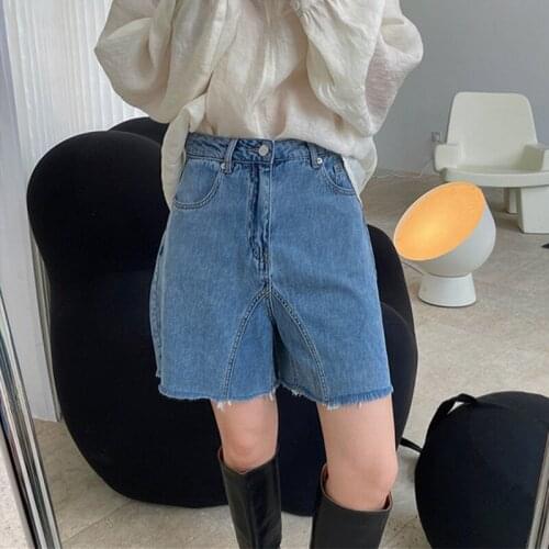 2021 New Summer High Quality Women Shorts Jeans Loose Fashion Ladies Wide Leg Shorts Casual Elegant Female Shorts T63