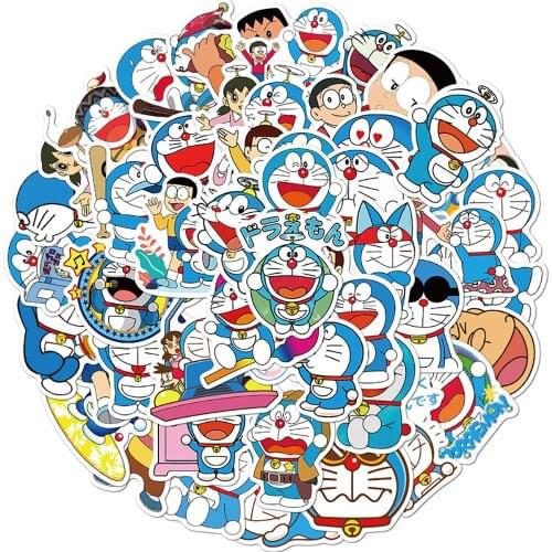 50PCS Anime Doraemon Stickers Travel Skateboard Suitcase Guitar Luggage Laptop Phone Waterproof Sticker Cartoon Cool Kid Toys
