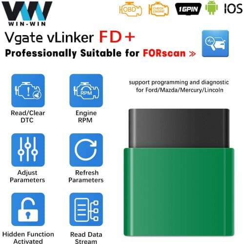 Vgate vLinker FD+ ELM327 V2.2 Forscan for ford Scanner Bluetooth ELM 327 wifi OBD 2 OBD2 Car Diagnostic ODB2 MS CAN Auto Tool