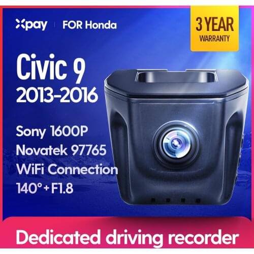 XPAY Video Recorder DVR X1 Pro is suitable for HondaCivic 9 2013 2014 2015 2016 front and rear dual recording driving recorder HD camera 1600P Night Vision