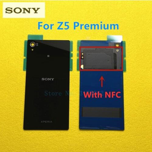 For Sony Xperia Z5 Premium Z5P E6853 E6883 E6833 Back Glass Battery Door Housing Rear Back Cover Replacement With NFC
