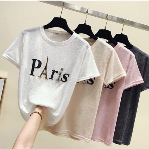 Chemise femme Diamonds T Shirts Women 2019 Summer korean style O-Neck Short Sleeve T shirt Woman Funny Letter Tees Harajuku