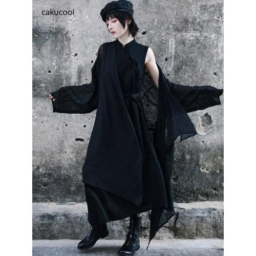 Cakucool spring summer perspective embossed cardigan coat retro loose light sunscreen shirt womens middle length Perspective