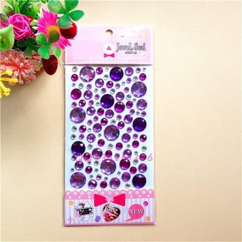 1pc Self Adhesive Sticker Crystal Jewel Diamond Sticker DIY Round Style 3D Crystal Rhinestones Glitter Stickers Color Random