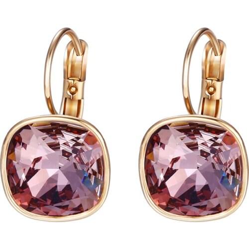 11.11 Square Bella Stud Earrings made with Austrian Crystal For Women Fashion Female Earing Wedding Party Jewelry Mom Girls Gift