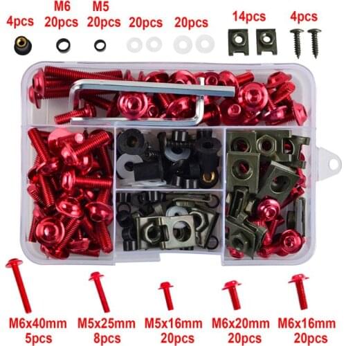 652F 177PCS/Set Alloy M6 M5 Fairing Bolts Kit Bodywork Screws Nut For Motorcycle 6 colors