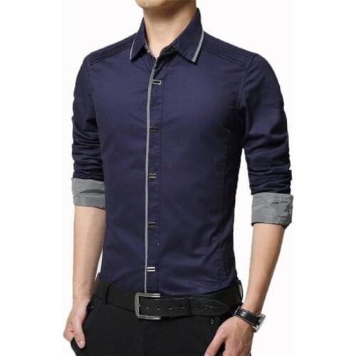 2020 Spring Autumn Cotton Dress Shirts High Quality Mens Casual Casual Men Slim Fit Social Shirts Plus Size