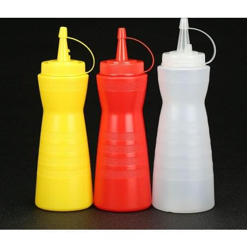 4PCS Plastic Squeeze Condiment Bottles With Cap 360ml (12 - ounce) Bar Accessories Pack of 4