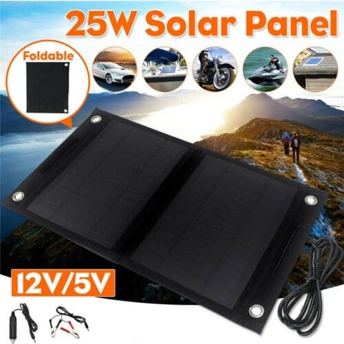 435*220mm Outdoor Portable 25W Folding Solar Cells Charger Solar Panel Charger Mobile Power Bank for Phone Battery USB Port