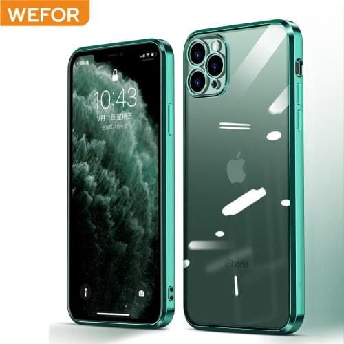 For iPhone 12 Mini 11 XR XS 11 Pro Max Case,Straight edge Square Plating Soft TPU Camera Protection Phone Cover for iPhone XS XR