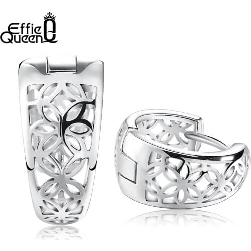 Effie Queen 2019 Spring New Hollow Flower Design Silver Color Women Earrings Fashion Style Stud Earrings DE28
