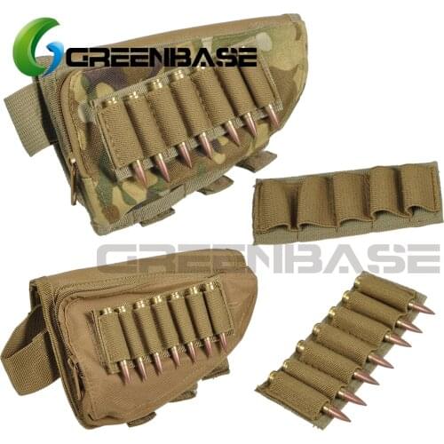 Greenbase Tactical Buttstock Shotgun Rifle Stock Ammo Portable Pouch Shell Cartridge Holder Pouch Holder Cheek Leather Pad