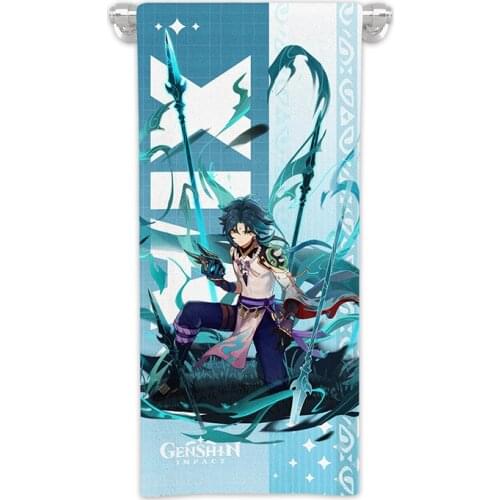 Game Genshin Impact Mona Ningguang Qiqi Xiao Xiangling Cosplay Towel Cotton Absorbent Sports Bath Towels Gift Prop
