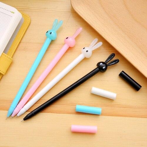Kawaii Cute Pen Candy Long-eared Rabbit Cartoon Creative Gel Pen Water Pen Signature Pen Black Pen Student Stationery