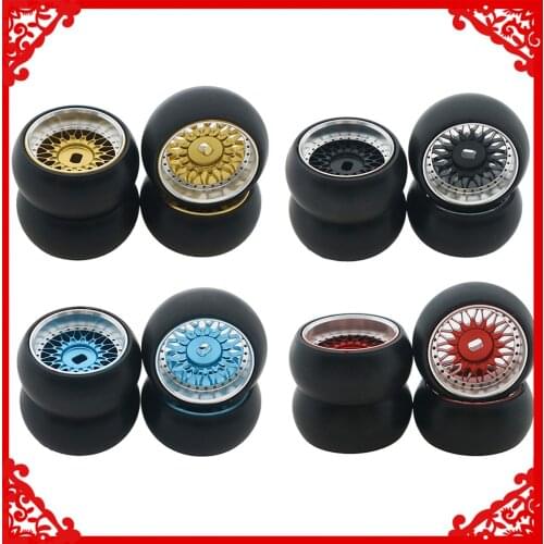 4pcs/set alloy rc wheel rim+ drift tire for 1/28 Wltoys K969 K989 P929 kyosho rally big foot model car upgraded part