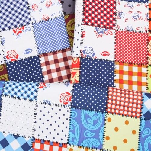 LEO&LIN The New Rural Style Diy Craft Cloth Fabric Cotton Multicolor Stitching Lattice Printed Fabric Tissus 50cm