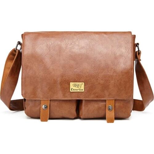 Casual Korean Style Mens Crossbody Bags Fashion Synthetic Leather Shoulder Messenger Bags High Quality Brand Design Sling Bag