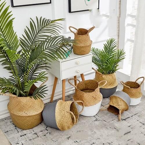 Natural Straw Woven Storage Basket Handmade Durable Living Room Desktop Sundries Toys Organization Home Decor Wickerwork Boxes