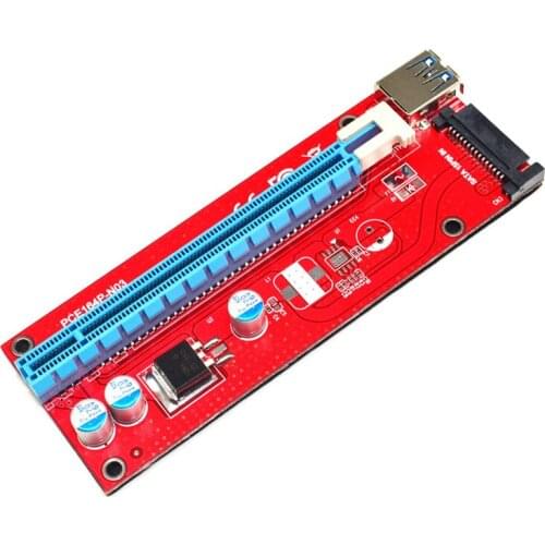 New Red VER007S PCI Express PCIe Riser Card 1x to 16x PCI-E Riser Extender 60cm USB3.0 Cable 15Pin SATA for BTC Miner Mining Rig