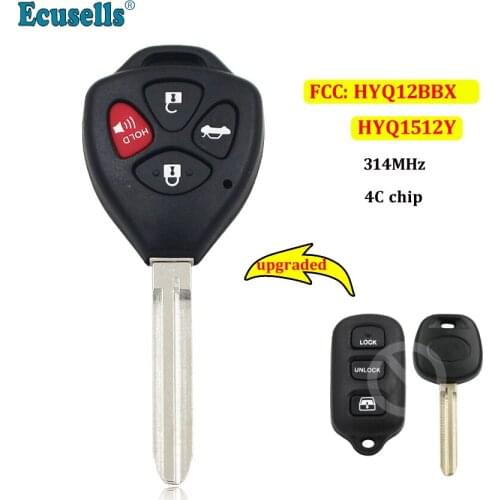 Upgraded Remote Key Fob 314MHZ for Toyota Avalon 1998-2004 with 4C chip FCC: HYQ12BBX HYQ1512Y uncut TOY43 blade