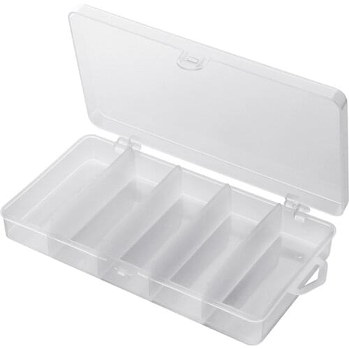 Plastic Fishing Lures Storage Organizer Box 5 Dividers Fishing Tackle Storage Box Organizer Tool Parts Container Box 17.5x9.5cm