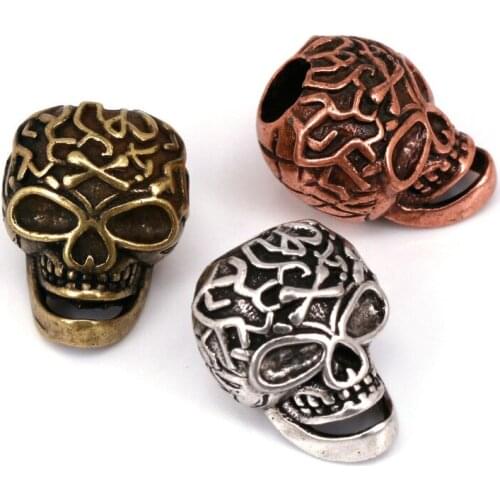 Fashion Paracord Bead Skull Charm fit for EDC Survival Bracelet Keychain Lanyard Handmade