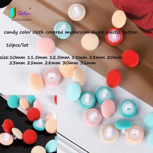 All Size Candy Color Cloth Covered Mushroom Shape Button DIY Doll Shirt Suit Skirt Baby Sweater Coat Dress Plastic Small Button