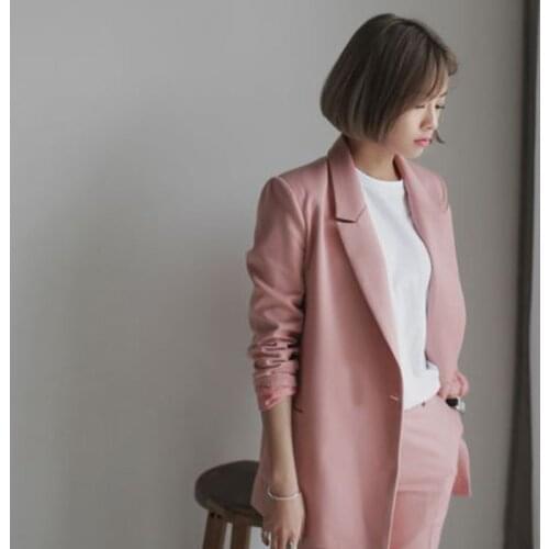 RUGOD New Blazers Set Solid Simple two Pieces Set Long Slim Jacket + Pants Suit Women Blazers & Jackets Plus Size Office Ladies