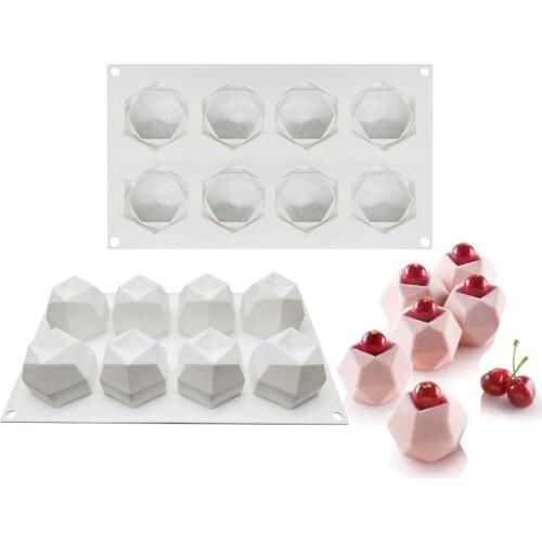 Silicone French Mousse Cake Molds 3D Bakeware DIY Mould, 8 Holes Multilateral Magic Balls