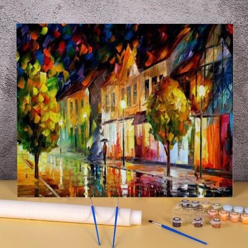 Alone In The City DIY Paint By Numbers Set Acrylic Paints 50*70 Canvas Pictures Home Decoration For Adults For Handiwork