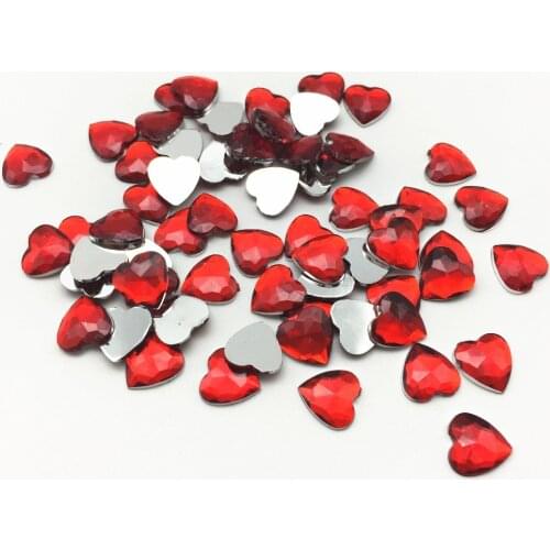 200pcs 10mm Red Silver Pink Shiny Heart Gems Flatbacks Embellishments DIY Table Confetti Wedding Christmas Crafts Cardmaking