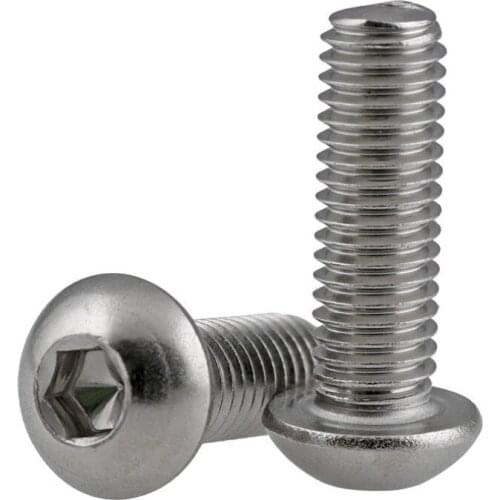 50Pcs M2.5 M3 M4 ISO7380 GB70.2 304 Stainless Steel Screws Hex Socket Round Head M3 Screw Bolt Furniture Fastener