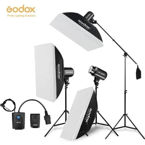 Godox E250 Strobe Studio Flash Light Kit 750W Photographic Lighting - Strobes, Light Stands, Triggers, Soft Box,Boom Arm