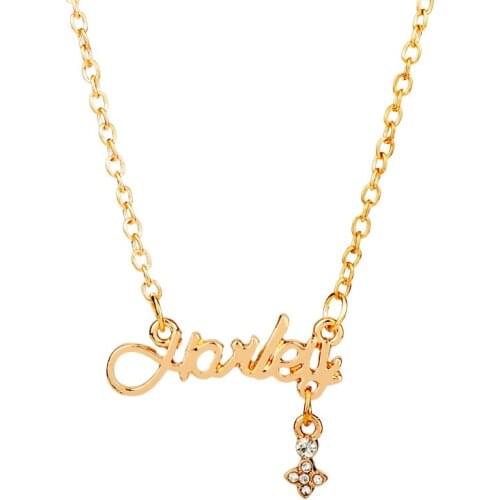 Women luxurious Necklace Letters Rhinestone Necklace Charm Pendants Necklace Choker Necklace Link Chain Collier