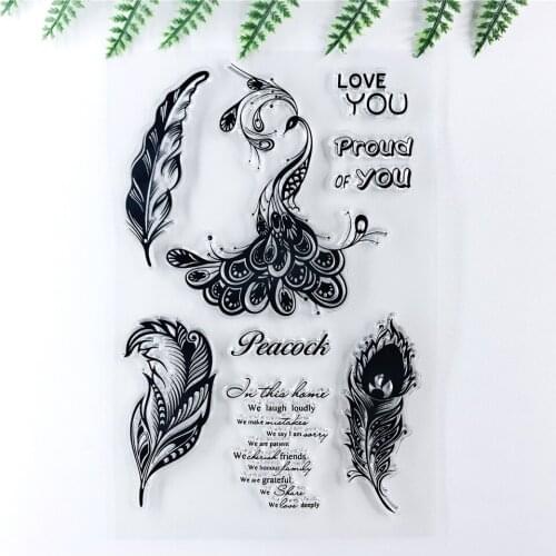 11*16 Peacock NEW Transparent Clear Stamps Seal For Scrapbooking/Rubber Stamp Sentiment Bullet Journal Photo Album Card Making