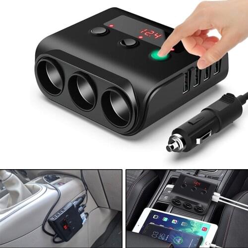 12-24V Multifunctional Car Charger Socket Splitter 4 Ports USB Charger Quick Charge For GPS Mobile Phone Car Cigarette Lighter