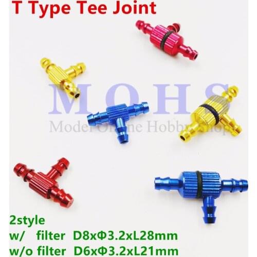 2pcs/lot 2Type 3Color T Type Tee Joint Fuel Pipe Y-Jointers T Fuel Line Fuel Filter Filling Nozzle Gasoline Glow fuel Jointer