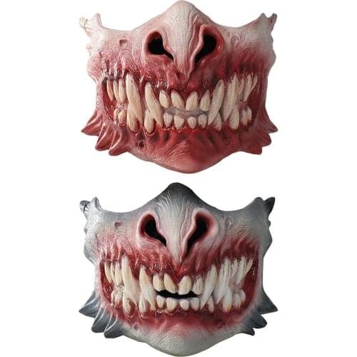 2021 Halloween New Product Horror Mask New Product Cross-border Zombie Teeth Half Face Mask Variation Horror Mask