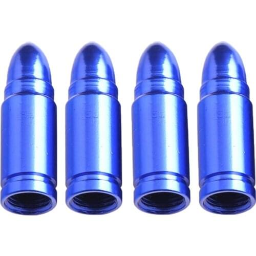 4 Pieces Car Truck Wheel Stem Aluminum Tyre Valve Cover Caps Blue
