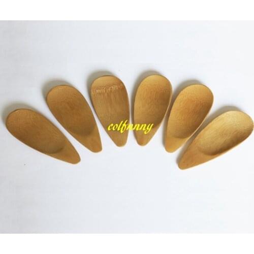 50pcs/lot 10*4cm Mini Bamboo Tea Scoops Ice cream Kung Fu Tea Spoon Black Green Tea Shovel Gift