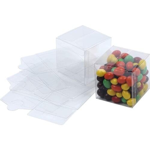 50pcs Clear Favor Boxes Plastic Gift Box Pvc Packing Box Gift Packaging Empty Boxed Containers for Wedding Party Favors Candy