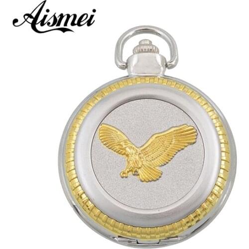Dial:53mm Free Shopping Pocket watch wholesale fashion High Quality retro silver and gold alloy eagle pocket watch gift watch